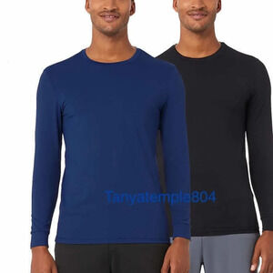 😍32 Degrees Men's Air Mesh Long Sleeve Tee, 2-pack Blue Black XXL